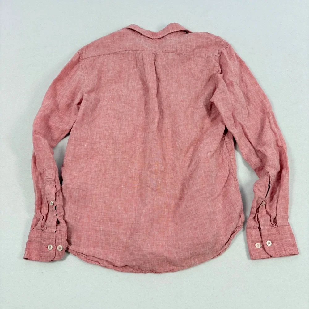 Banana Republic Mens Small Linen Button Down Shirt Pink Vacation Beach Resort
